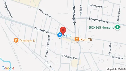Boligudlejningsejendomme til salg i Horsens - kort over placeringen