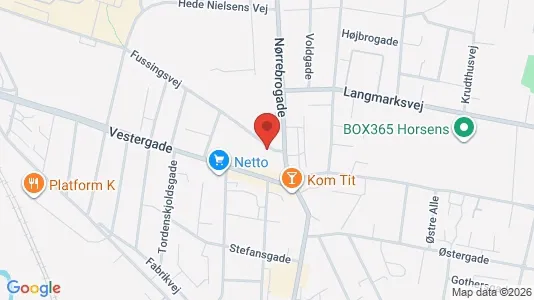 Boligudlejningsejendomme til salg i Horsens - kort over placeringen