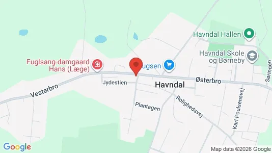 Boligudlejningsejendomme til salg i Havndal - kort over placeringen