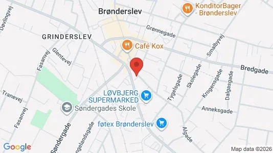 Erhvervslejemål til salg i Brønderslev - kort over placeringen