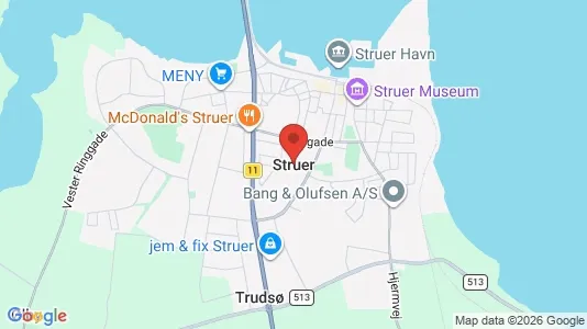 Butikslokaler til salg i Struer - kort over placeringen
