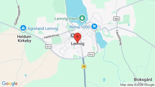 Butikslokaler til salg i Lemvig - kort over placeringen