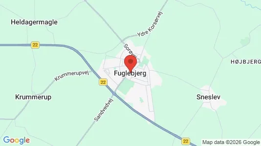 Butikslokaler til salg i Fuglebjerg - kort over placeringen