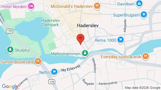 Boligudlejningsejendomme til salg i Haderslev - kort over placeringen