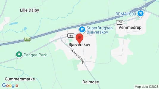 Butikslokaler til salg i Bjæverskov - kort over placeringen