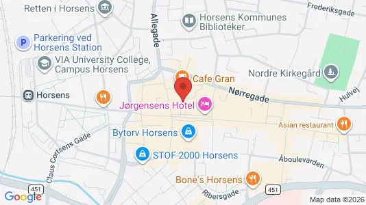 Boligudlejningsejendomme til salg i Horsens - kort over placeringen