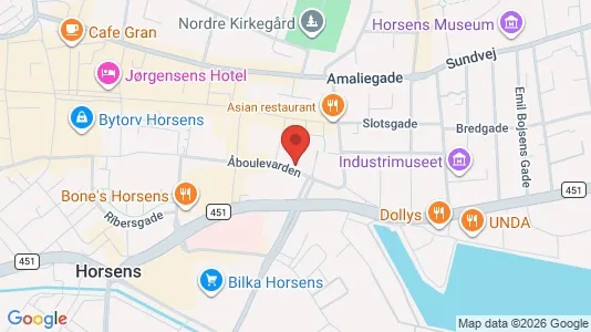 Boligudlejningsejendomme til salg i Horsens - kort over placeringen