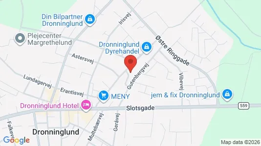 Kontorlokaler til salg i Dronninglund - kort over placeringen