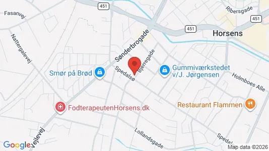 Boligudlejningsejendomme til salg i Horsens - kort over placeringen