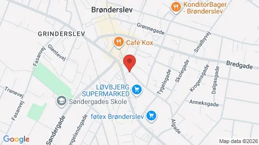 Erhvervslejemål til salg i Brønderslev - kort over placeringen