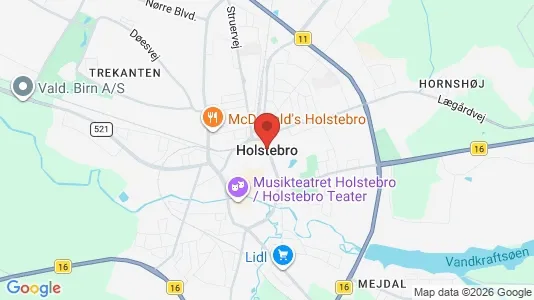 Butikslokaler til salg i Holstebro - kort over placeringen