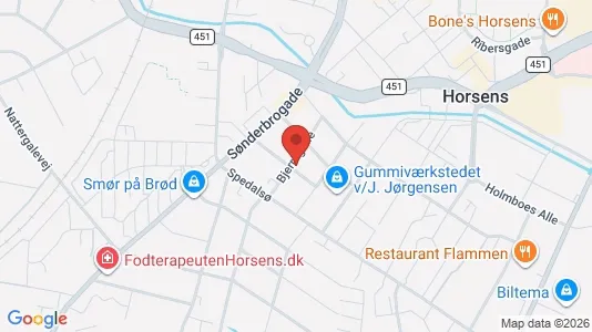 Boligudlejningsejendomme til salg i Horsens - kort over placeringen