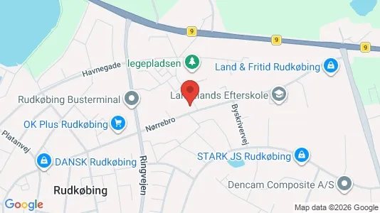 Kontorlokaler til salg i Rudkøbing - kort over placeringen