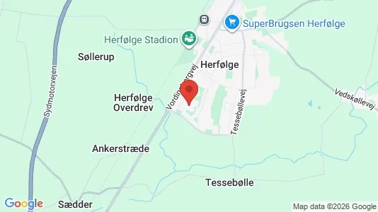 Erhvervslejemål til salg i Herfølge - kort over placeringen