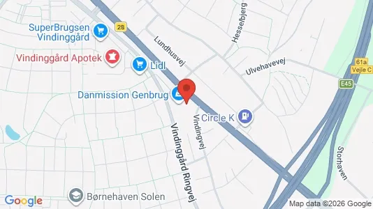 Kontorlokaler til salg i Vejle Centrum - kort over placeringen