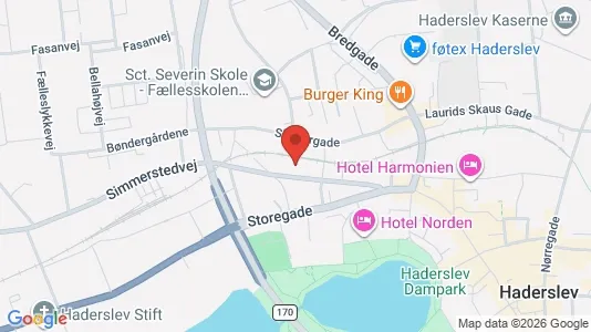 Boligudlejningsejendomme til salg i Haderslev - kort over placeringen