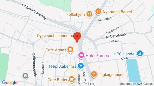 Erhvervslejemål til salg i Aabenraa - kort over placeringen