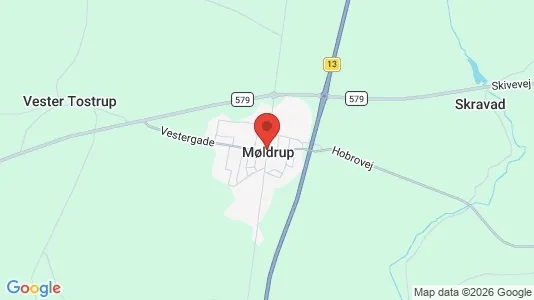 Erhvervslejemål til salg i Møldrup - kort over placeringen