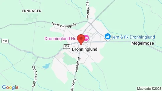 Boligudlejningsejendomme til salg i Dronninglund - kort over placeringen