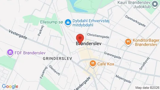Boligudlejningsejendomme til salg i Brønderslev - kort over placeringen