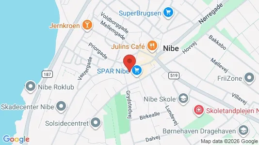 Boligudlejningsejendomme til salg i Nibe - kort over placeringen