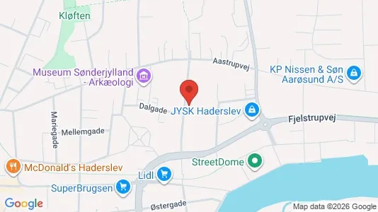 Boligudlejningsejendomme til salg i Haderslev - kort over placeringen