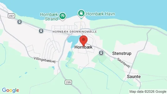 Butikslokaler til salg i Hornbæk - kort over placeringen