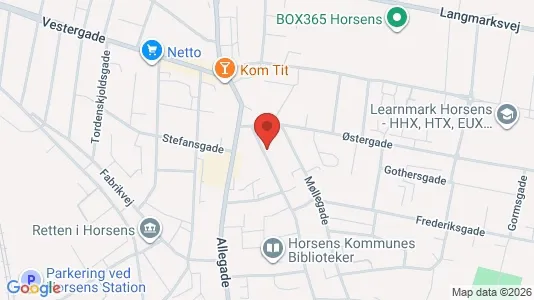 Boligudlejningsejendomme til salg i Horsens - kort over placeringen