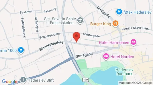 Boligudlejningsejendomme til salg i Haderslev - kort over placeringen