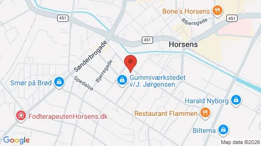 Kontorlokaler til salg i Horsens - kort over placeringen