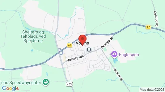 Erhvervslejemål til salg i Vojens - kort over placeringen