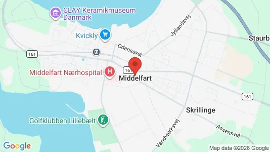 Butikslokaler til salg i Middelfart - kort over placeringen