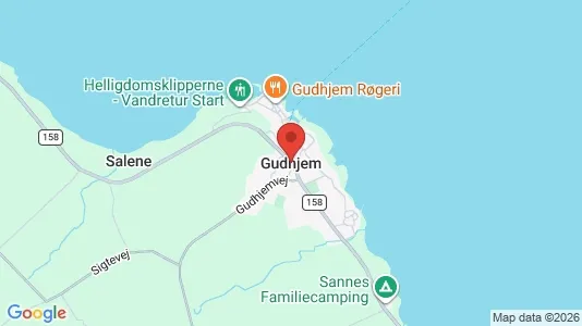 Butikslokaler til salg i Gudhjem - kort over placeringen