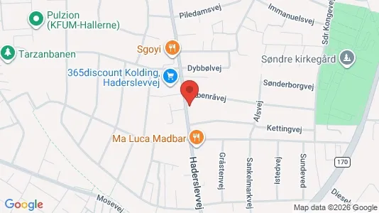 Erhvervslejemål til salg i Kolding - kort over placeringen